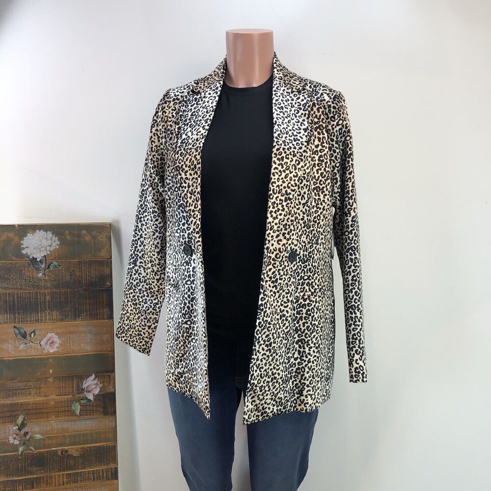 Nine West/ Leopard print polyester blazer/X-Small/gold and black/ - Picture 9 of 16